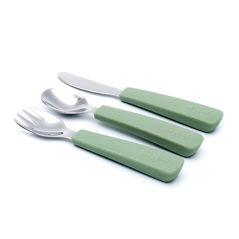 We Might Be Tiny - Cutlery Set of 3 Toddler Feedie Sage - Swanky Boutique