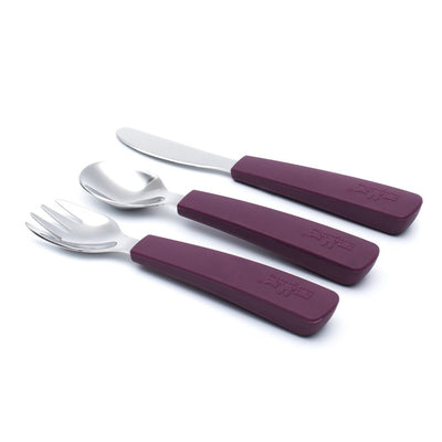 We Might Be Tiny - Cutlery Set of 3 Toddler Feedie Plum - Swanky Boutique