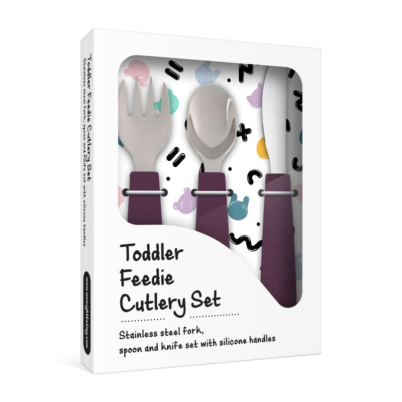 We Might Be Tiny - Cutlery Set of 3 Toddler Feedie Plum - Swanky Boutique