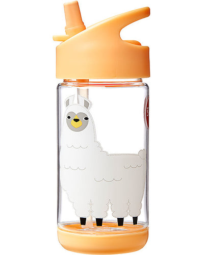 Bottle with silicone straw, 350ml  - Llama