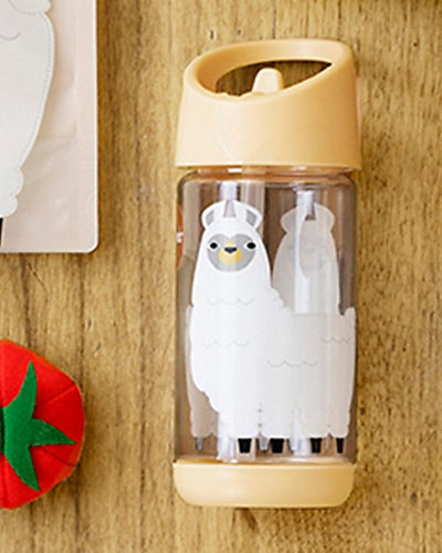 Bottle with silicone straw, 350ml  - Llama