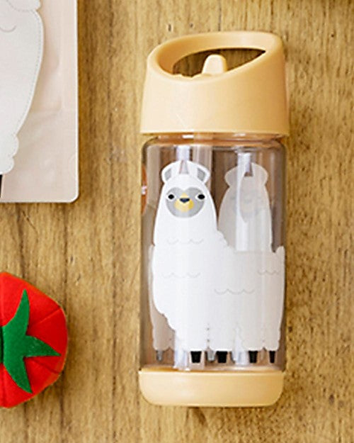 Bottle with silicone straw, 350ml  - Llama