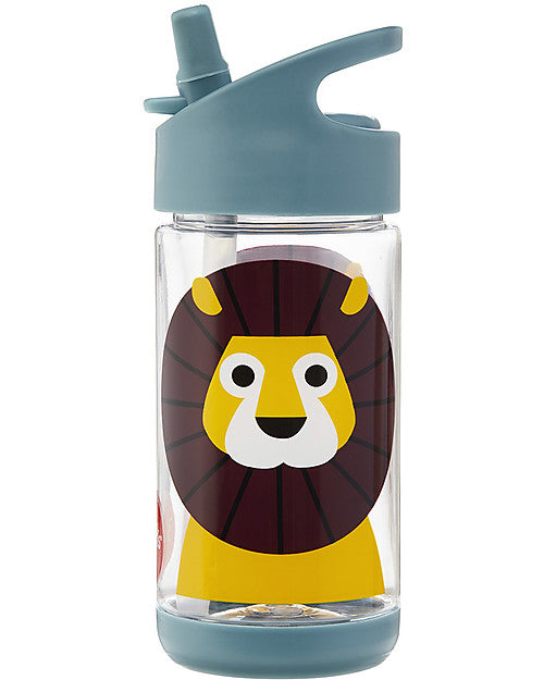 3 Sprouts - Bottle with Silicone Straw 350ml Lion - Swanky Boutique