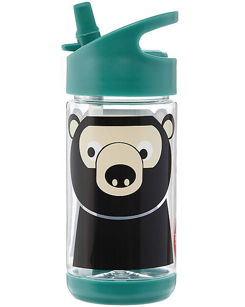 3 Sprouts - Bottle with Silicone Straw 350ml Bear - Swanky Boutique