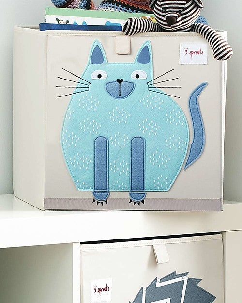 3 Sprouts - Storage Box Blue Cat - Swanky Boutique