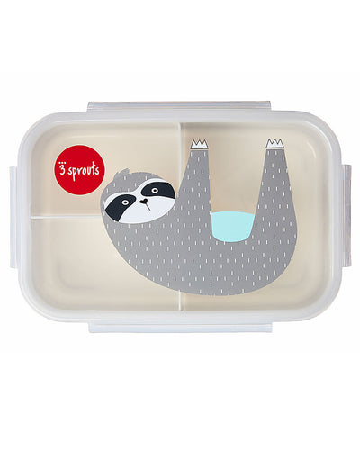3 Sprouts - Lunch Box Bento with 3 Compartments Grey Sloth - Swanky Boutique