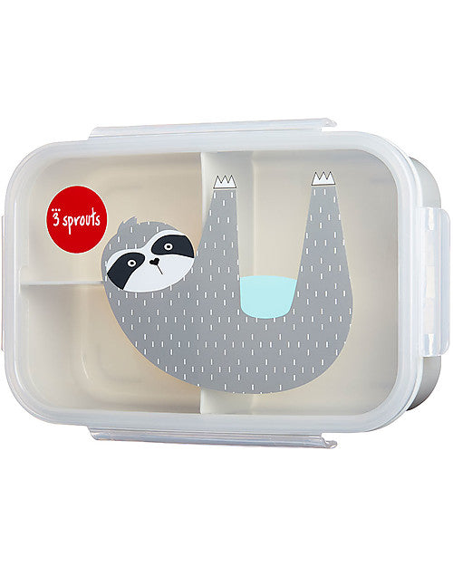 3 Sprouts - Lunch Box Bento with 3 Compartments Grey Sloth - Swanky Boutique