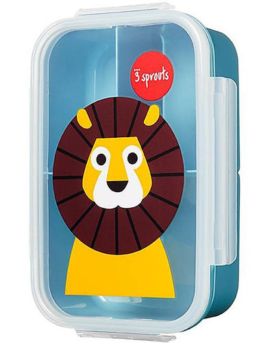 3 Sprouts - Lunch Box Bento with 3 Compartments Blue Lion - Swanky Boutique