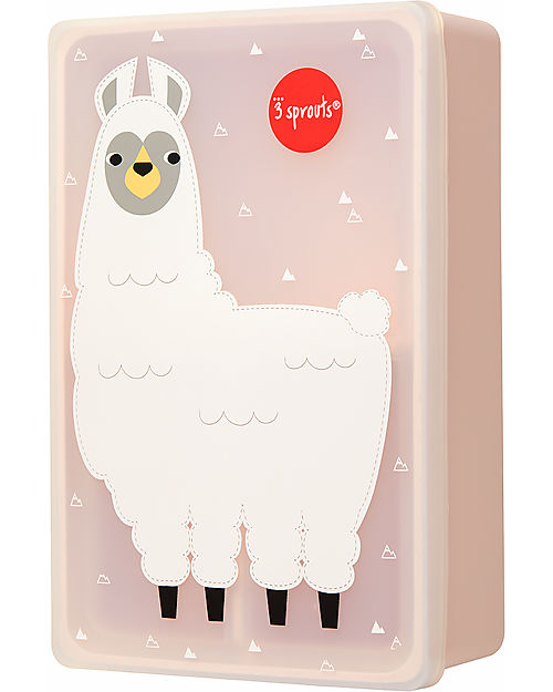 Lunch Box, Silicone Bento with 3 compartments  - Pink Llama