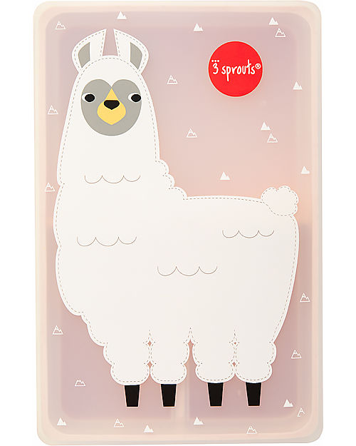 Lunch Box, Silicone Bento with 3 compartments  - Pink Llama