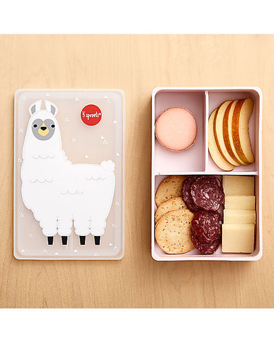 Lunch Box, Silicone Bento with 3 compartments  - Pink Llama