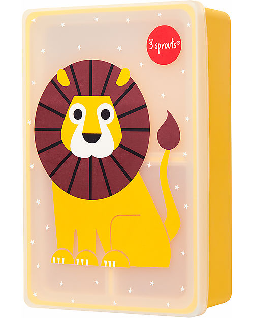Lunch Box, Silicone Bento with 3 compartments  - Yellow Lion