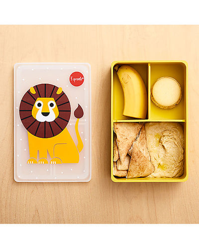 Lunch Box, Silicone Bento with 3 compartments  - Yellow Lion