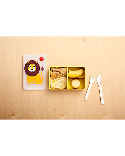 Lunch Box, Silicone Bento with 3 compartments  - Yellow Lion