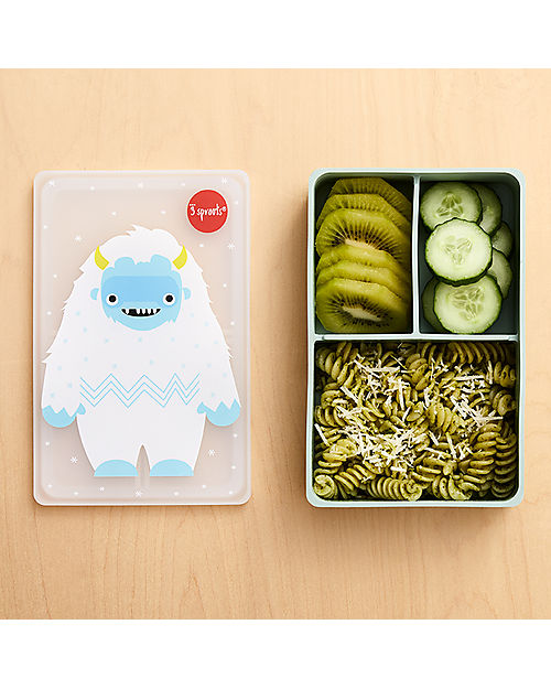 3 Sprouts - Silicone Bento with 3 Compartments Blue Monster - Swanky Boutique