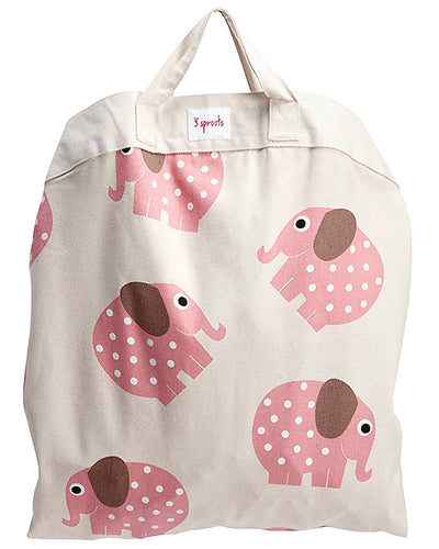 3 Sprouts - Playmat Bag 2-in-1 Cotton Canvas Elephant Pink - Swanky Boutique