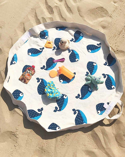 Playmat Bag 2-in-1, Cotton Canvas - Whale Blue