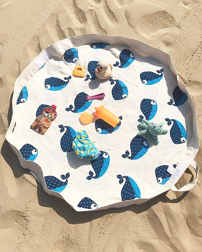 Playmat Bag 2-in-1, Cotton Canvas - Whale Blue