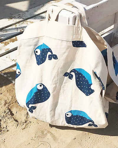 Playmat Bag 2-in-1, Cotton Canvas - Whale Blue
