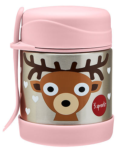 3 Sprouts - Food Holder Thermos Stainless Steel with Spoon Pink Fawn - Swanky Boutique