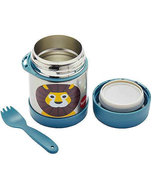 3 Sprouts - Food Holder Thermos Stainless Steel with Spoon Blue Lion - Swanky Boutique