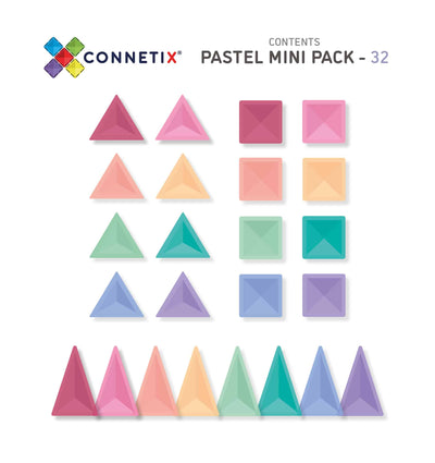 Connetix - Magnetic Tiles Pastel Mini Pack 32 Pieces - Swanky Boutique