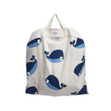 3 Sprouts - Playmat Bag 2-in-1 Cotton Canvas Whale Blue - Swanky Boutique