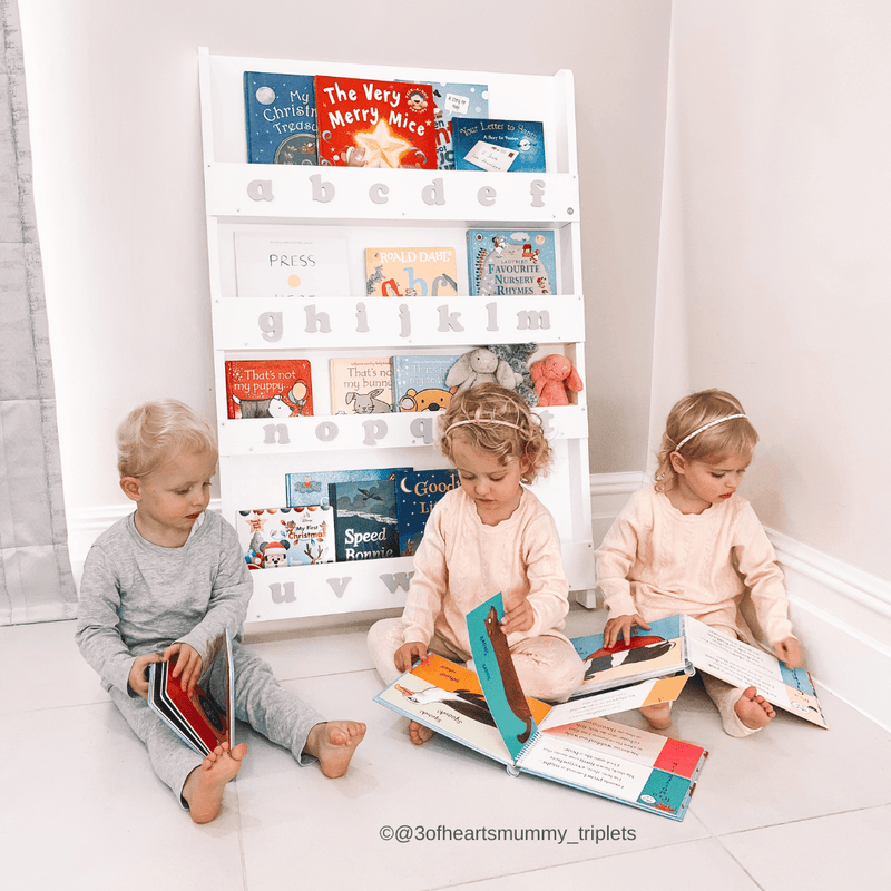 Bookcase, White - With Grey Alphabet