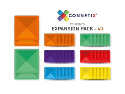 Magnetic Tiles, Pastel Rainbow - Square Expansion Pack (40 Pieces)