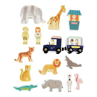 Floss & Rock - Play Box with Wooden Pieces Jungle Zoo - Swanky Boutique