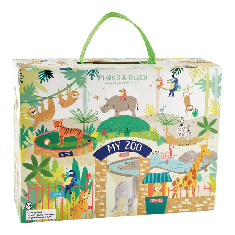 Floss & Rock - Play Box with Wooden Pieces Jungle Zoo - Swanky Boutique