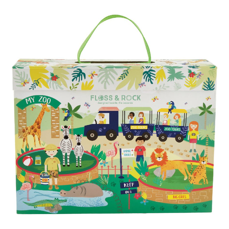 Floss & Rock - Play Box with Wooden Pieces Jungle Zoo - Swanky Boutique