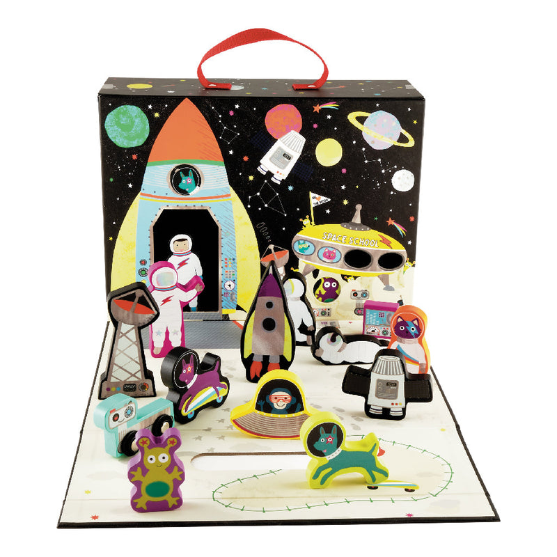 Play Box with Wooden Pieces - Space