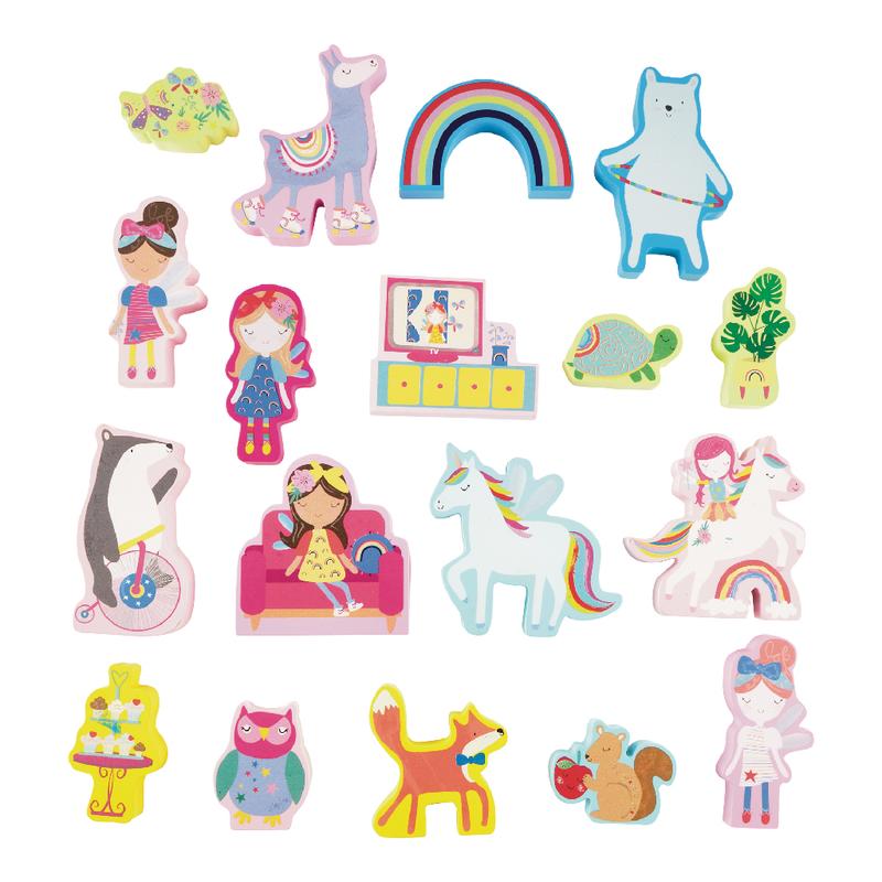 Play House with Wooden Pieces - Rainbow Fairy
