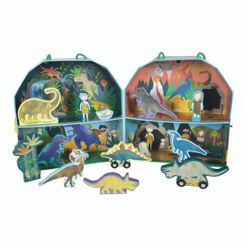 Floss & Rock - Play Box with Wooden Pieces Dinosaur - Swanky Boutique