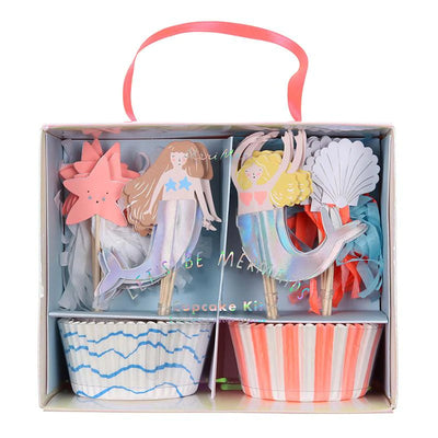 meri meri - cupcake kit set of 24 toppers & 24 cupcake cases mermaid - swanky boutique malta