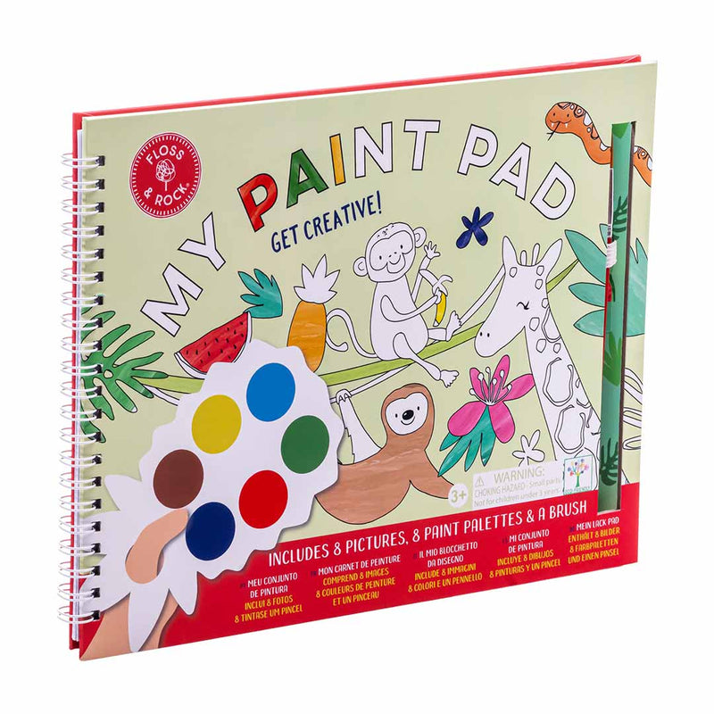 Floss & Rock - Painting Pad Incl 8 Paint Palettes + Paint Brush Jungle - Swanky Boutique