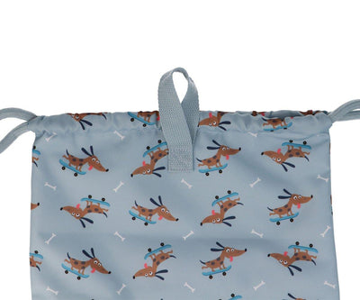 Tutete - Drawstring Bag with Waterproof Interior Skater Dog - Swanky Boutique