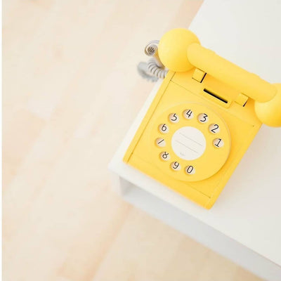 Telephone, Vintage Style Wooden - Yellow