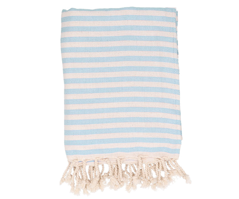 Beach Towel, Organic Cotton - Blue Candy Stripes (100x180cm)