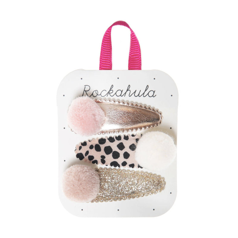 rockahula kids - Hair Accessories, Clips - Pom Pom, Lily Leopard - swanky boutique malta