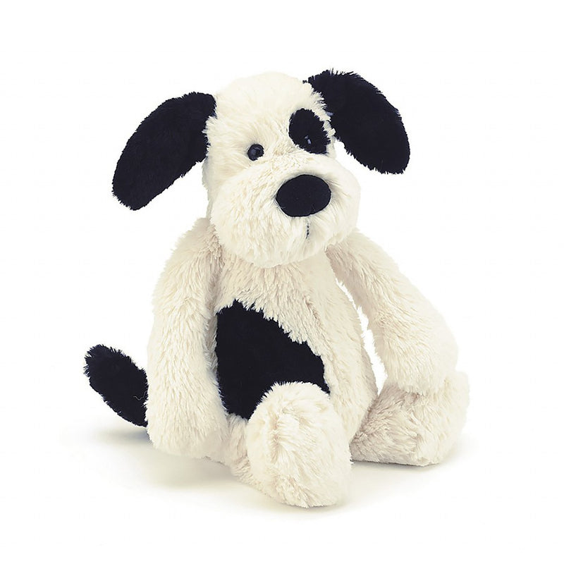 jellycat - soft toy bashful black & cream puppy medium h31cm - swanky boutique malta