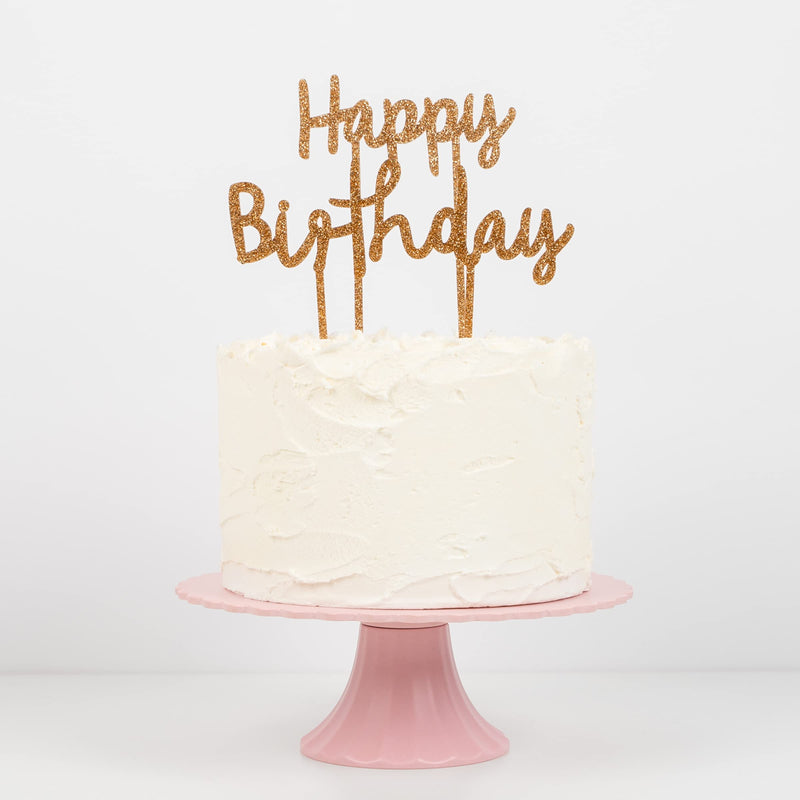 meri meri - cake topper happy birthday in gold - swanky boutique malta