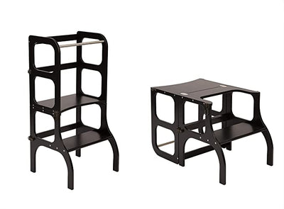 Ette Tete - Learning Tower 2 in 1 Step'N' Sit Black Silver - Swanky Boutique
