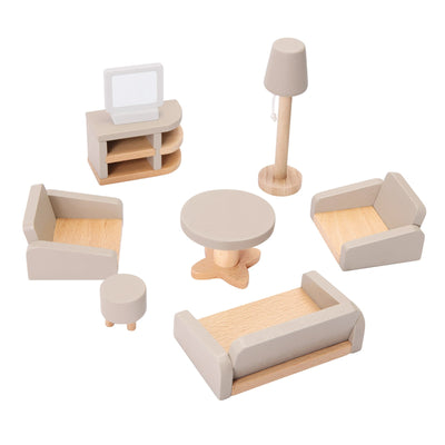 stoy - Doll’s House Living Room Furniture, 8 Pieces - Beige - swanky boutique malta