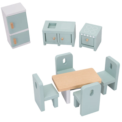 Doll’s House Kitchen Furniture, 8 Pieces - Mint Green