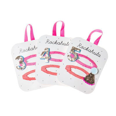 rockahula kids - Hair Accessories, Clips - Glitter Numbers 3, 4, 5 - swanky boutique malta