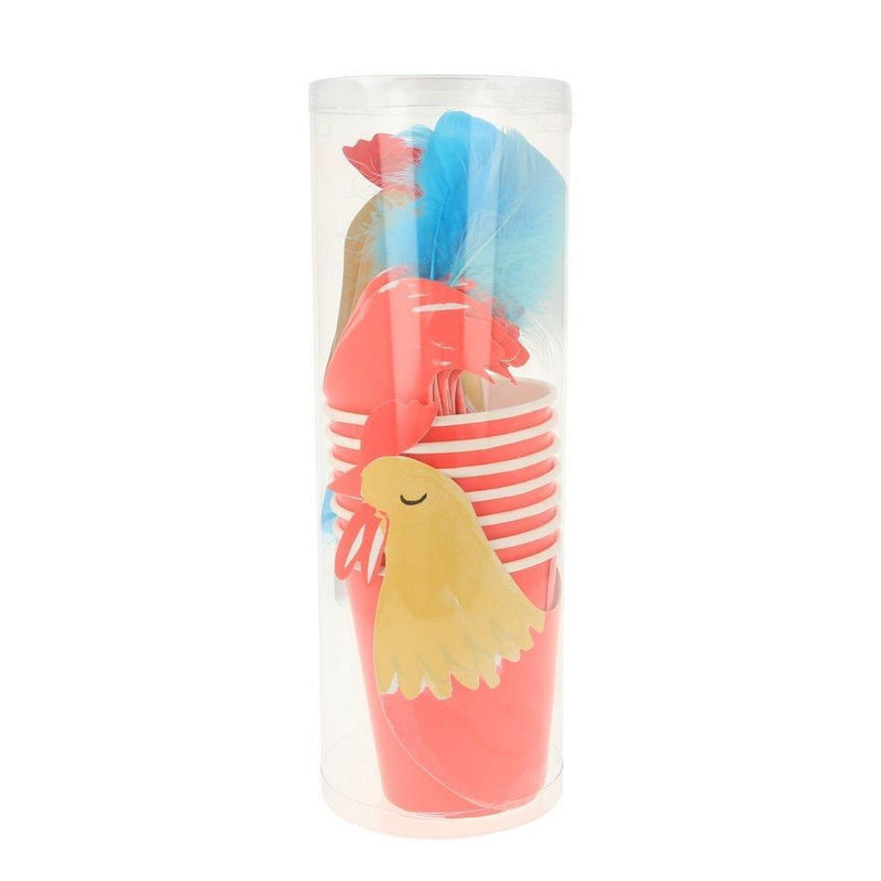 meri meri - party cups 8 pack on the farm rooster - swanky boutique malta