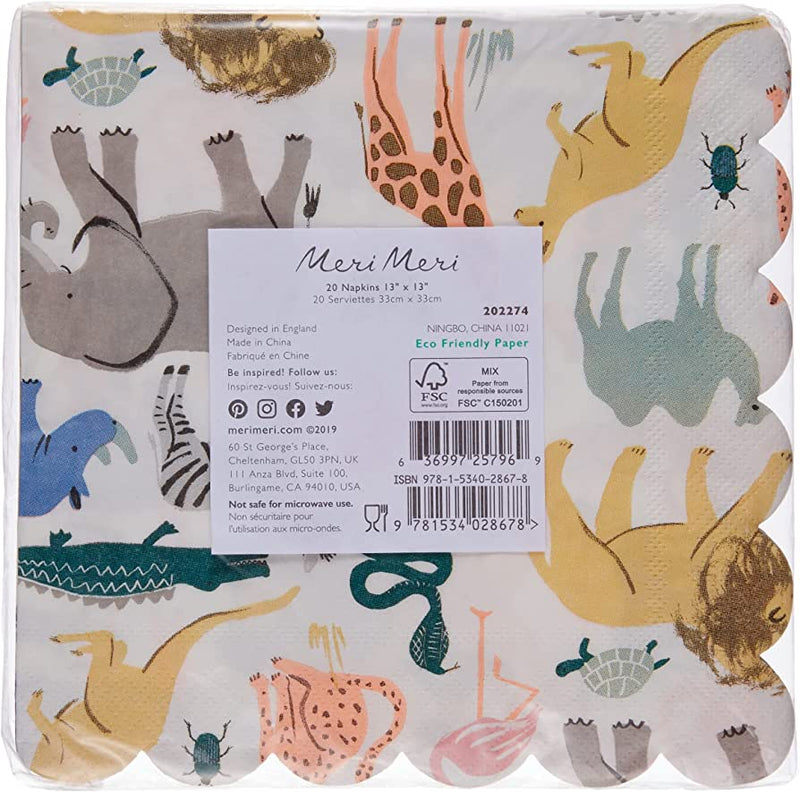 meri meri - napkins large set of 20 safari - swanky boutique malta