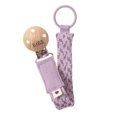 BIBS - Pacifier Clip Braided Violet Sky Mauve - Swanky Boutique